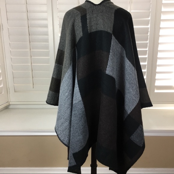 Steve Madden Plaid Cape Poncho Coat Lagenlook SML - Picture 4 of 6